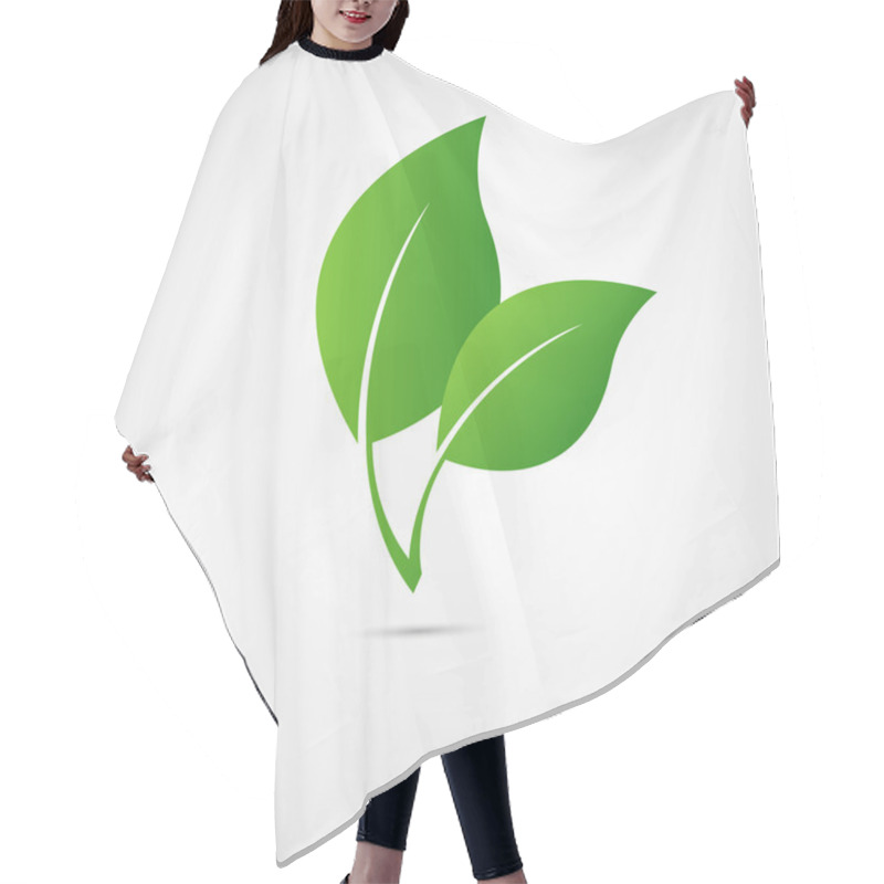 Personality  Eco icon with green leaf hair cutting cape