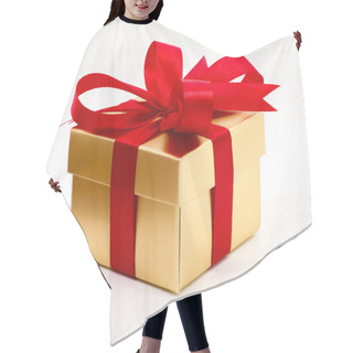 Personality  Beautiful Gold Present Box With Red Bow And Ribbons  Hair Cutting Cape