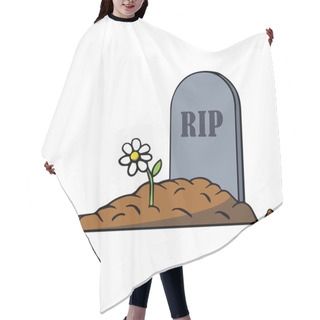 Personality  Cartoon Grave With Tombstone And Flower. Vector Illustration Hair Cutting Cape