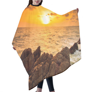 Personality  Sunset Sea Waves Hair Cutting Cape