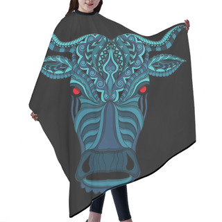 Personality  Stylized Cow In Ethnic Vector Dark Background Hair Cutting Cape