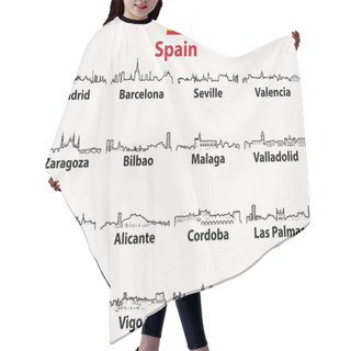 Personality  Vector Outline Icons Of Spain Cities Skylines Hair Cutting Cape