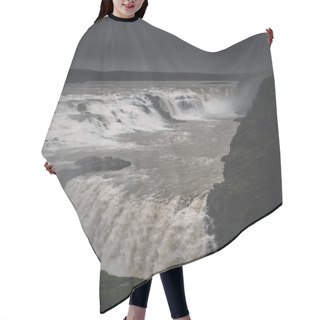 Personality  Landscape With Big Majestic Gullfoss Waterfall In Mountains, Iceland Hair Cutting Cape
