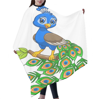 Personality  Beautiful Peacock Cartoon On White Background Hair Cutting Cape