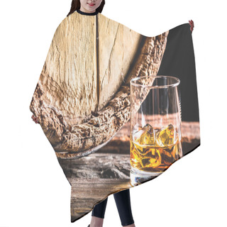 Personality  Whiskey Glass And Old Oak Barrel Hair Cutting Cape