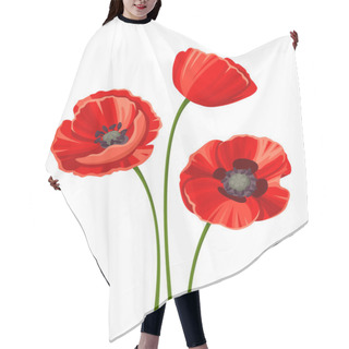 Personality  Three Red Poppies. Vector Illustration. Hair Cutting Cape