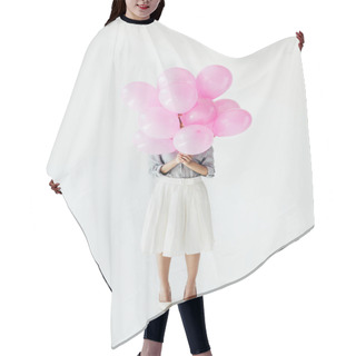 Personality  Woman Holding Balloons Hair Cutting Cape