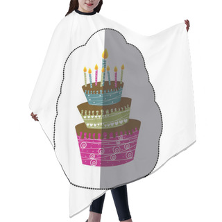 Personality  Sticker Colorful Cake Three Floors With Candles Hair Cutting Cape