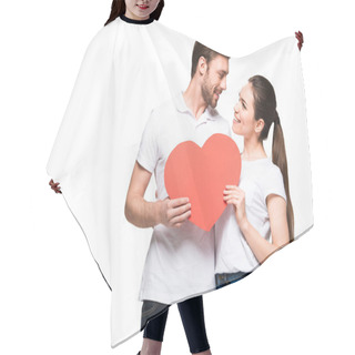 Personality  Couple Holding Red Heart Hair Cutting Cape