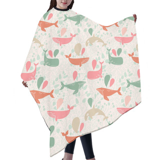 Personality  Sea Color Whales Pattern Hair Cutting Cape