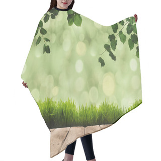 Personality  Green Leaves, Sward And Wooden Planks Hair Cutting Cape