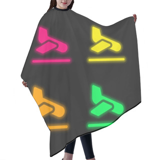 Personality  Arrival Four Color Glowing Neon Vector Icon Hair Cutting Cape