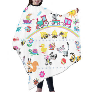 Personality  Vector Set Of Simple Childish Pictures Hair Cutting Cape