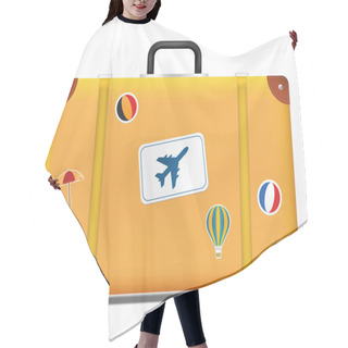 Personality  Vintage Suitcase With Funky Stickers Hair Cutting Cape