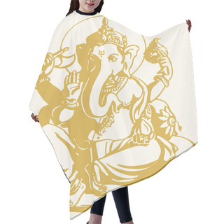 Personality  Drawing Or Sketch Of Lord Ganesha And Mouse Outline Editable Vector Illustration Hair Cutting Cape