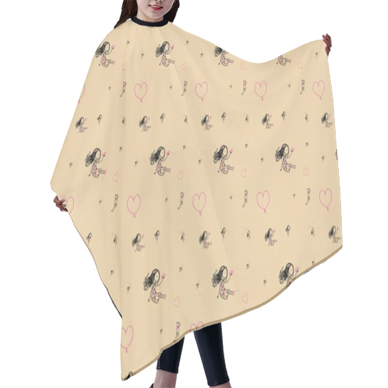 Personality  Colored Background With Different Accessories Hair Cutting Cape