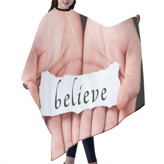 Personality  Man Holding Word Hair Cutting Cape
