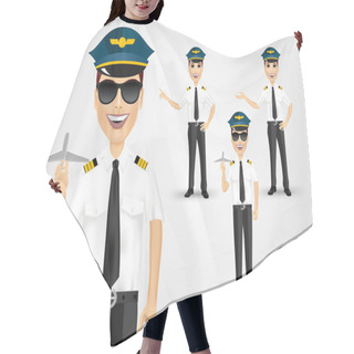 Personality  Young Friendly Pilot With Sunglasses Hair Cutting Cape