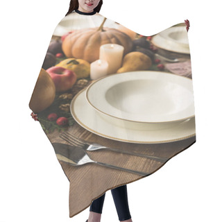 Personality  Served Table With Harvest Hair Cutting Cape