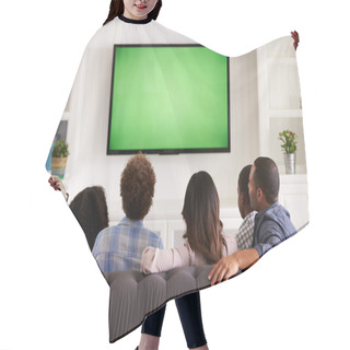 Personality  Family Watching TV At Home Hair Cutting Cape
