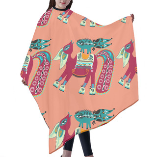 Personality  Ethnic Seamless Pattern Fabric With Unusual Tribal Animal Hair Cutting Cape
