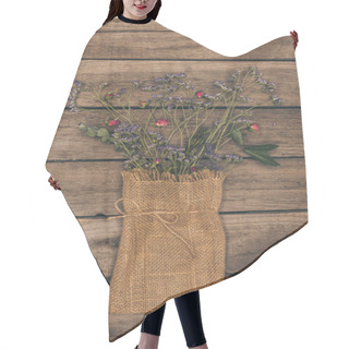 Personality  Dry Flowers In Sack Bag Hair Cutting Cape