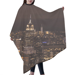 Personality  Aerial View Of Buildings And Night City Lights In New York, Usa Hair Cutting Cape