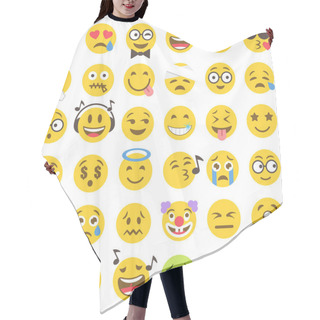 Personality  Vector Flat Emoticons Set 2 Hair Cutting Cape