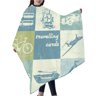 Personality  Vintage Traveling Cards Vector Illustration   Hair Cutting Cape