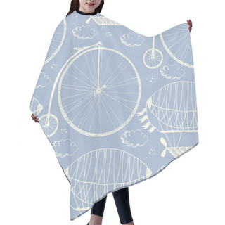 Personality  Big Wheel Bicycle And Airships Pattern Hair Cutting Cape