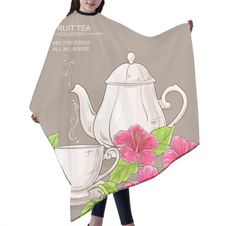 Personality  Cup Of Hibiscus Tea And Teapot Hair Cutting Cape