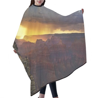 Personality  View Of The Grand Canyon At Sunset With Storm Clouds, Viewing Point Mather Point, South Rim, Grand Canyon, At Tusayan, Arizona, USA, North America Hair Cutting Cape