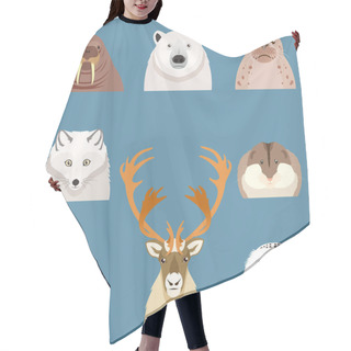 Personality  Set Of Flat Arctic Animal Icons Hair Cutting Cape
