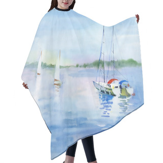 Personality  Summer Landscape With Sailboats Hair Cutting Cape