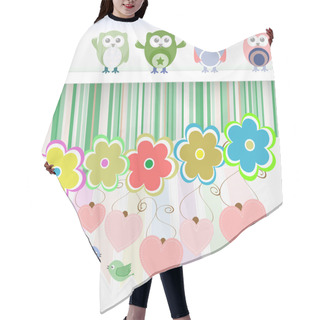 Personality  Sweet Owls, Flowers, Love Hearts And Cute Birds Hair Cutting Cape