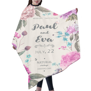 Personality  Vintage Floral Vector Wedding Invitation Hair Cutting Cape