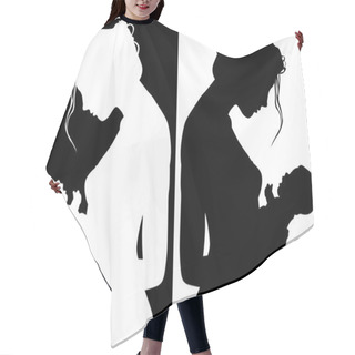 Personality  Silhouettes Of Mother And Child Hair Cutting Cape
