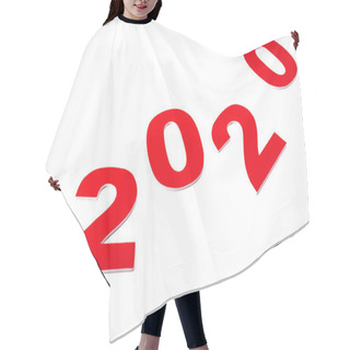 Personality  Colorful Red 2020 Number Isolated On White Hair Cutting Cape