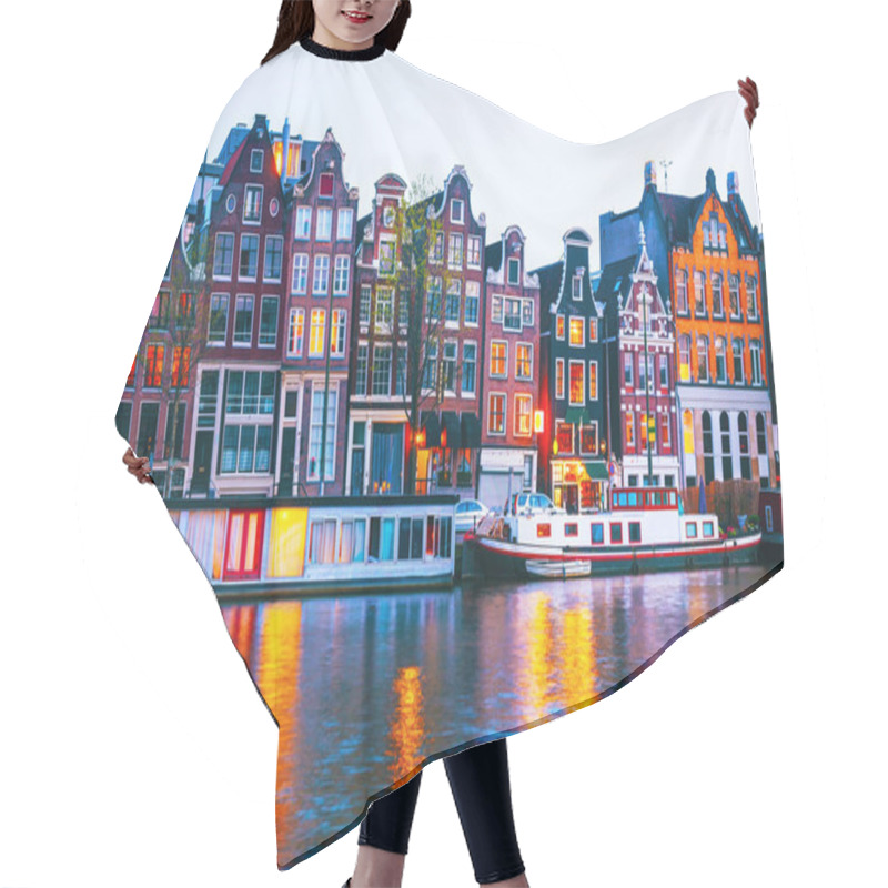 Personality  Night city view of Amsterdam hair cutting cape