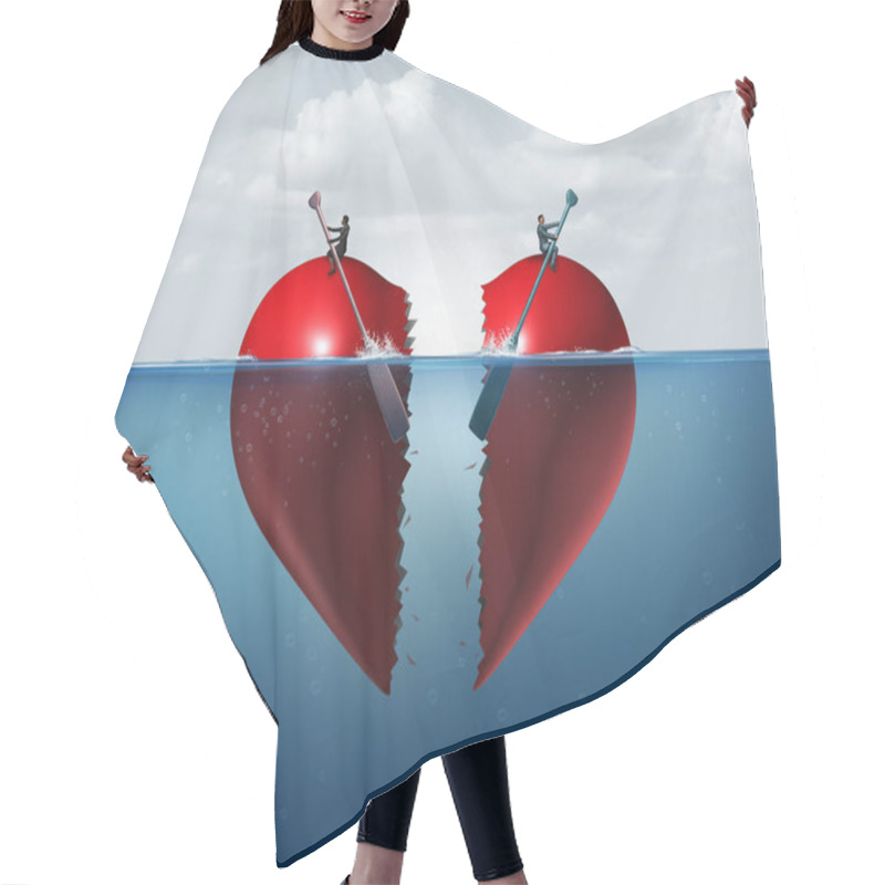Personality  Divorce Separation As A Broken Relationship With A Couple Drifting Away Breaking A Heart Apart Showing The Concept Of A Marriage Dispute And Dividing Assets With 3D Illustration Elements Hair Cutting Cape