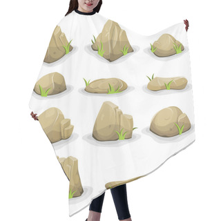 Personality  Rocks And Boulders With Grass Leaves Set Hair Cutting Cape