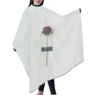 Personality  Top View Of Rose With Black Insulating Tape Isolated On White, Valentines Day Concept Hair Cutting Cape