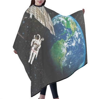 Personality  Astronaut In Outer Space Against The Backdrop Of The Planet Earth. Elements Of This Image Furnished By NASA. Hair Cutting Cape