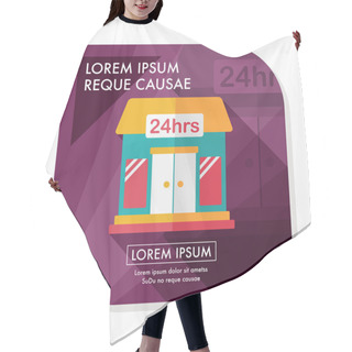 Personality  Building Convenient Store Flat Icon With Long Shadow,eps10 Hair Cutting Cape