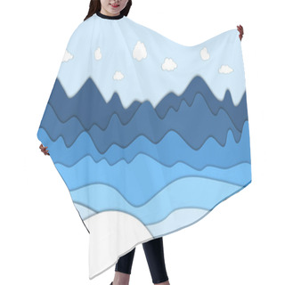 Personality  Mountains Landscape In Paper Cut Style. Cartoon Mountain Ridges. Hair Cutting Cape