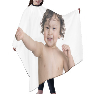 Personality  Portrait Of The Baby. Hair Cutting Cape