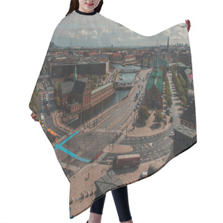 Personality  High Angle View Of Copenhagen City With Road, Canal And Cloudy Sky At Background, Denmark  Hair Cutting Cape