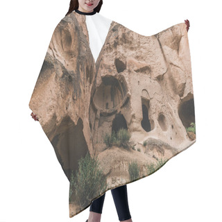 Personality  Low Angle View Of Beautiful Caves In Sandstone At Famous Cappadocia, Turkey  Hair Cutting Cape