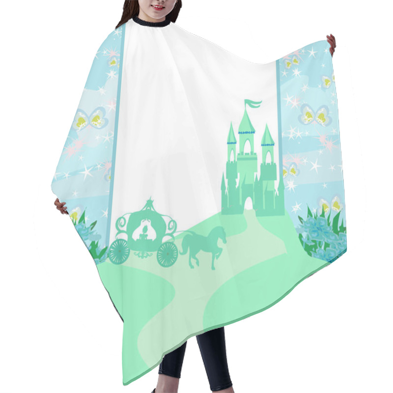 Personality  Abstract Fairy Tale Frame -  Carriage And A Medieval Castle Hair Cutting Cape