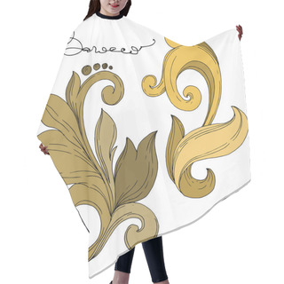 Personality  Vector Golden Monogram Floral Ornament. Isolated Ornament Illustration Element. Black And White Engraved Ink Art. Hair Cutting Cape